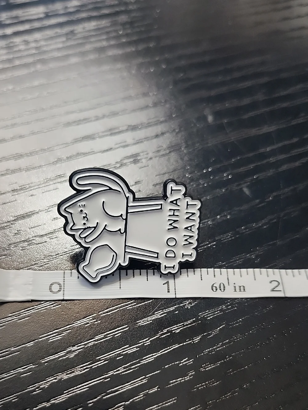 White Cat 'I Do What I Want' Enamel Brooch Pin